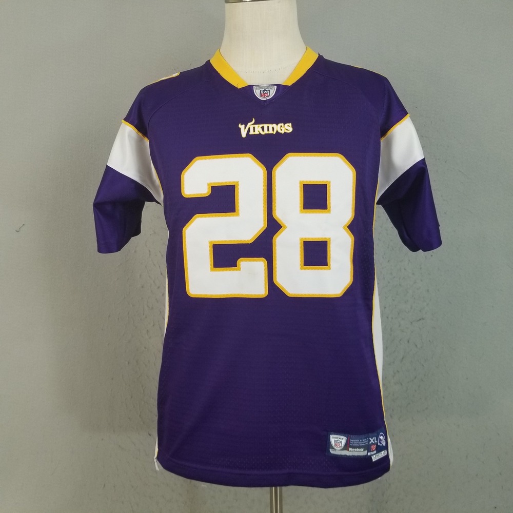 Reebok Jersey Kids XL Purple Adrian Peterson Minnesota Vikings On-Field Sewn 28